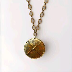 21" Women's Necklace Antique Copper Tone Chain W/ Wire Wrapped Stone